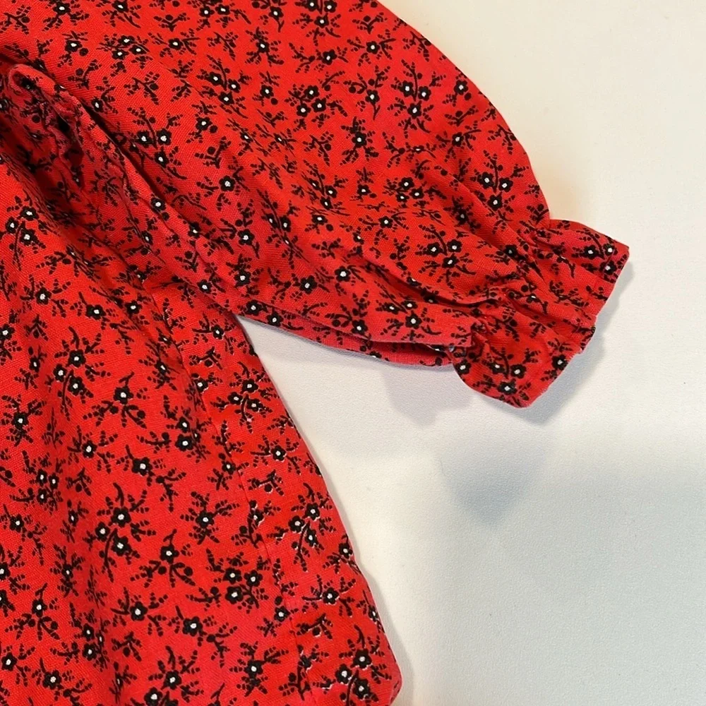 Lil Airess -‎ 2T, red and navy calico print vintage dress